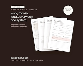 Personal Wide Planner Inserts Bundle, Undated Printable PDF | BUSEE The Full Set