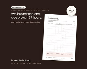 A6サイズ ビジネスプランナー用複数挿入用紙、印刷可能なPDF | BUSEE The Holding