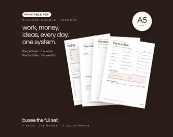 A5 Planner Inserts Bundle, Undated Printable PDF, Agende Compatible | BUSEE The Full Set