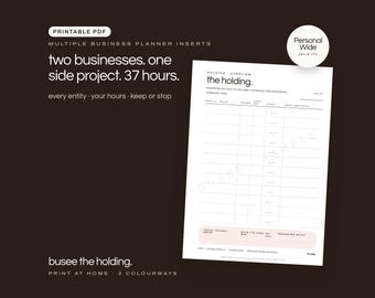 個人用ワイドマルチビジネスプランナー挿入物、印刷可能なPDF | BUSEE The Holding