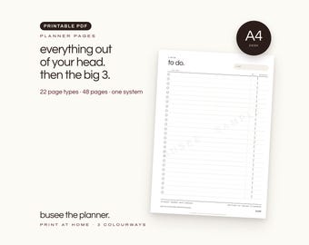 A4 Planner, Undated Printable PDF | BUSEE The Planner