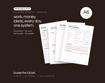 A6 Planner Inserts Bundle, Undated Printable PDF | BUSEE The Full Set