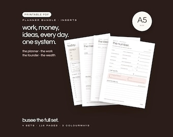 A5 Planner Inserts Bundle, Undated Printable PDF, Agende Compatible | BUSEE The Full Set