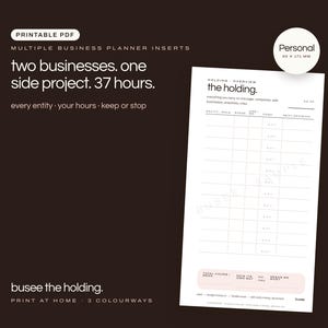 Personal Multiple Business Planner Inserts, Time Budget & Weekly Planning PDF | BUSEE