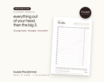 Pocket Planner Inserts, Undated Printable PDF | BUSEE The Planner
