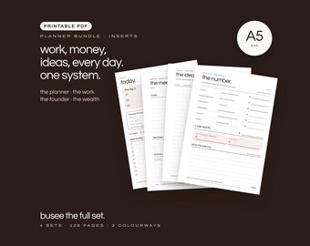 A5 Planner Inserts Bundle, Work & Budget PDF, Agende Compatible | BUSEE