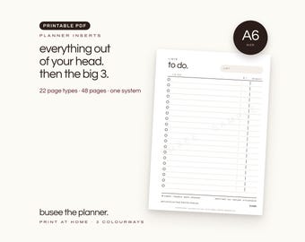 A6 Planner Inserts, Undated Printable PDF | BUSEE The Planner