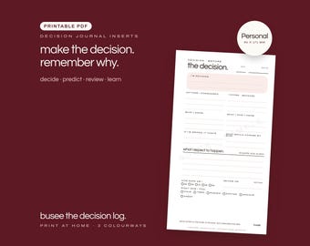 個人意思決定ジャーナル挿入用紙、印刷可能なPDF | BUSEE 意思決定ログ