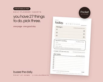 Pocket Daily Planner Inserts, Undated Printable PDF | BUSEE The Daily