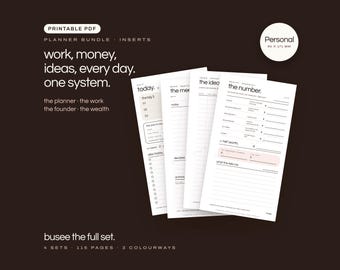 Personal Planner Inserts Bundle, Undated Printable PDF | BUSEE The Full Set