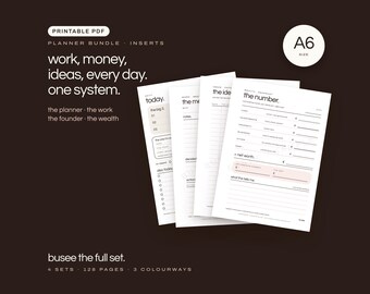 A6 Planner Inserts Bundle, Work, Business & Budget PDF | BUSEE
