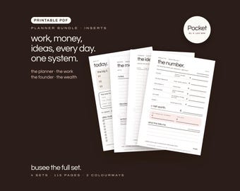 Pocket Planner Inserts Bundle, Undated Printable PDF | BUSEE The Full Set