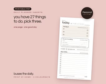Personal Daily Planner Inserts, Undated Printable PDF | BUSEE The Daily