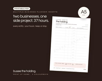 A5サイズ ビジネスプランナー用リフィル複数枚セット、印刷可能なPDF、アジェンダ対応 | BUSEE The Holding