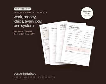 Personal Wide Planner Inserts Bundle, Undated Printable PDF | BUSEE The Full Set