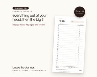 Personal Planner Inserts, Undated Printable PDF | BUSEE The Planner