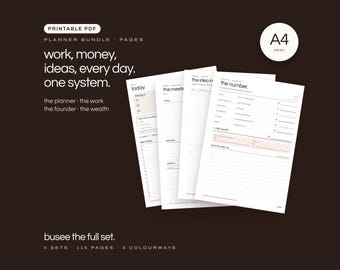 A4 Planner Bundle, Work, Business & Budget Printable PDF | BUSEE The Full Set