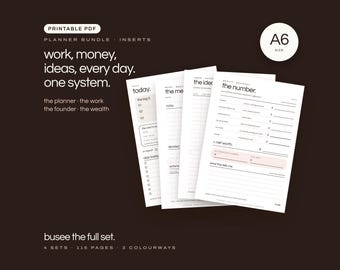 A6 Planner Inserts Bundle, Undated Printable PDF | BUSEE The Full Set