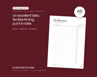 A5 Business Planner Inserts, Printable PDF, Agende Compatible | BUSEE The Founder