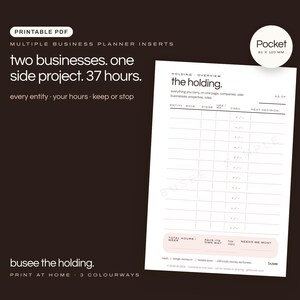 Pocket Multiple Business Planner Inserts, Time Budget & Weekly Planning PDF | BUSEE
