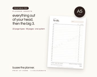 A5 Planner Inserts, Undated Printable PDF, Agende Compatible | BUSEE The Planner