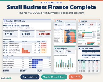 Small Business Spreadsheet Bundle for Product Sellers: Inventory, Pricing, Bookkeeping, Invoices, Cash Flow