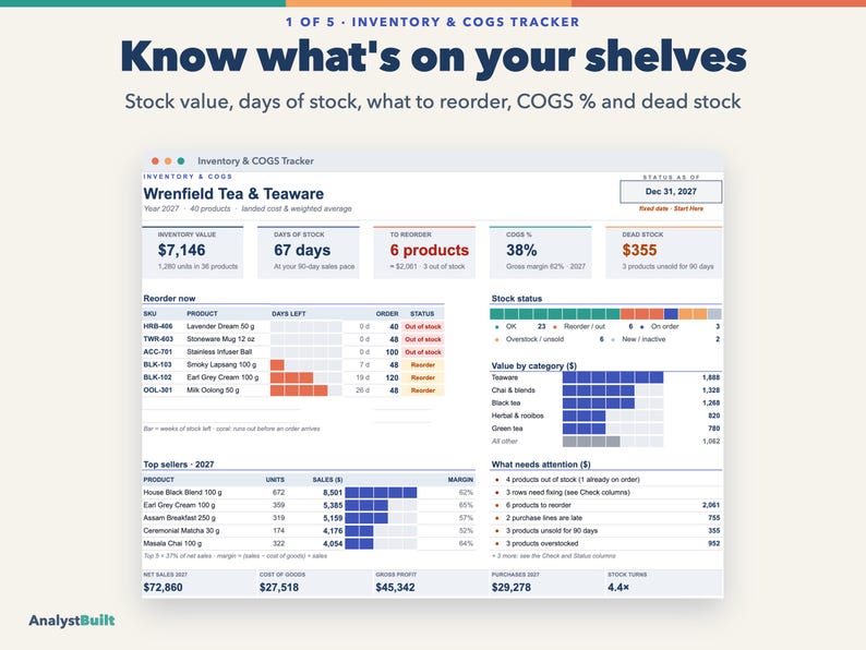 Small Business Spreadsheet Bundle for Product Sellers: Inventory, Pricing, Bookkeeping, Invoices, Cash Flow image 3