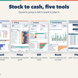 Small Business Spreadsheet Bundle for Product Sellers: Inventory, Pricing, Bookkeeping, Invoices, Cash Flow image 2