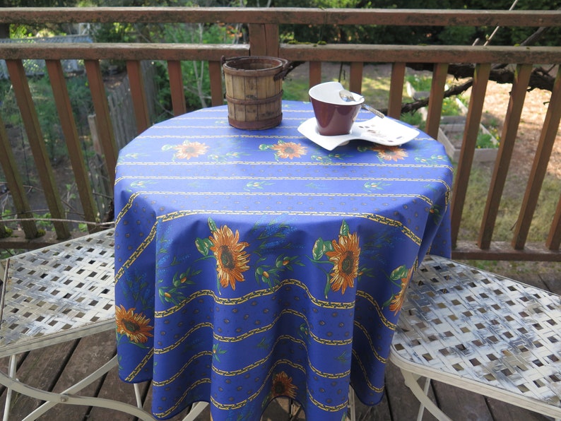 Round Oilcloth Table Cloth Laminated Provence Fabric Ready To Round Oilcloth Table Cloth Laminated, Round Bistro Tablecloth
