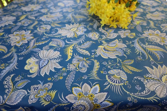 lassen invoeren Getand Extra Lang Rechthoekig tafelkleed Blauw Geel Katoen gecoat - Etsy België