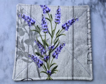 Lavender, Olives print Set of 4 fabric coasters Stain resistant wipe off stain fabric from Provence. Mother&#39;s day gift for her him under 25