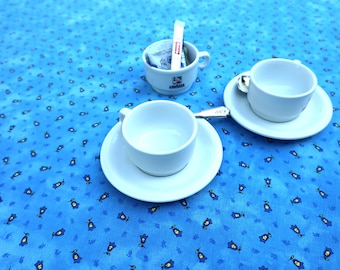 High quality Cotton Rectangular tablecloth Extra long short kitchen linen. blue with little white flowers. Custom order Fabric from Provence