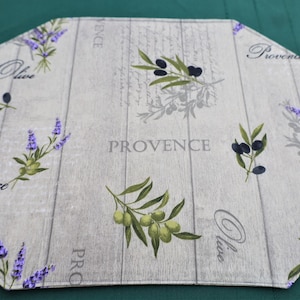 easy care placemat. French Cotton coated fabric waterproof stain resistant. Reversible, wipeable. lavender olives print. Gift for mom