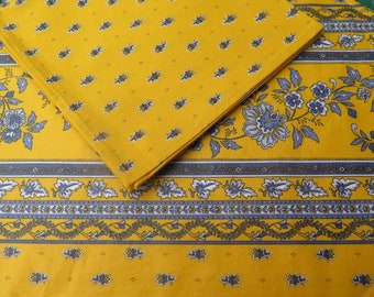 Blue and yellow kitchen linen. Cotton napkin French unique Birthday gift for her under 25 Provence fabric. Little bees print
