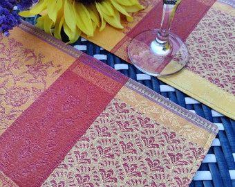 RECTANGULAR Placemat, cotton coated Jacquard fabric. Wipe-able, reversible, easy care kitchen linen birthday gift for her under 25. Provence