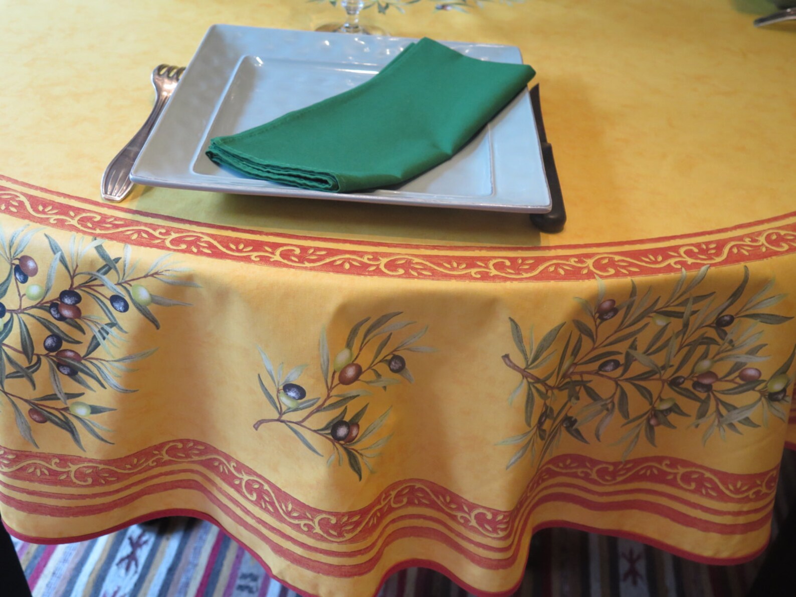 70'' Round tablecloth easy care.oilcloth stain Etsy