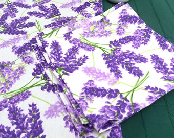 French Provence print Lavender lover gift under 50  kitchen linen extra long or short indoor outdoor purple white green Cotton coated runner