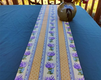 Lavender lover Mother's day gift. Cotton coated Provencal print Wipeable easy care Stain resistant water proof. Outdoor indoor kitchen linen