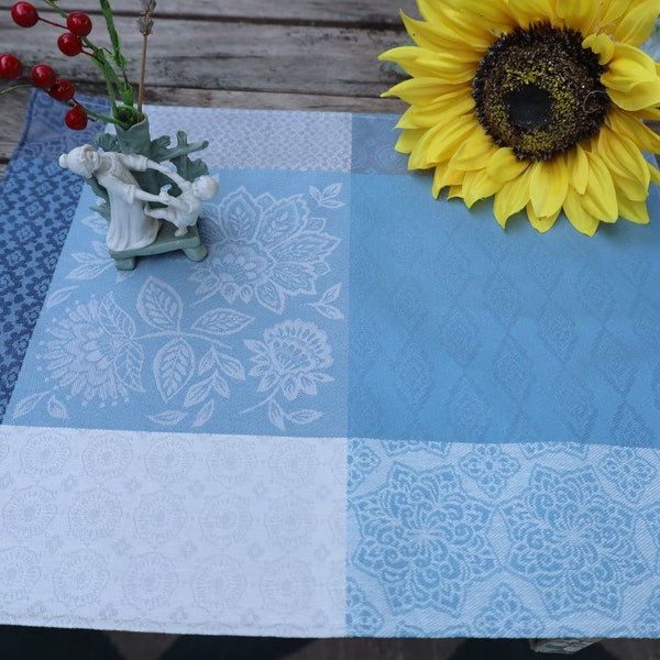Wipeable reversible Rectangular placemat Cotton coated Jacquard fabric Provence. stain resistant Water proof. easy care kitchen linen. Gift