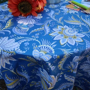 Blue yellow cotton fabric for Cloth reusable napkin. paisley print Provencal kitchen linen Birthday MOM gift for her. eco friendly product image 8