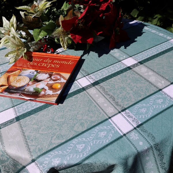 French Round Tablecloth Green Etsy