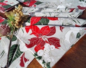 Holiday napkins for Christmas Cotton cloth napkin reusable kitchen linen from France French gift for her under 25