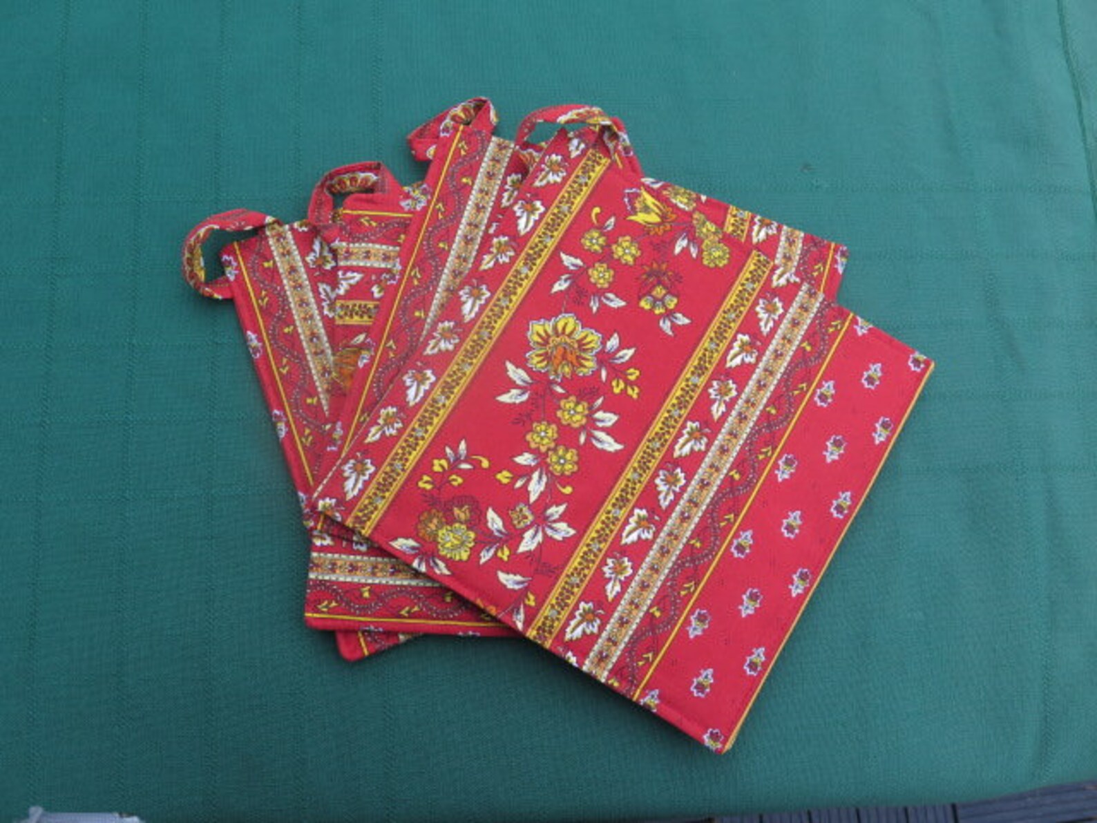 Pot Holder Trivet Red Yellow Linen Gift Birthday House Warming Etsy