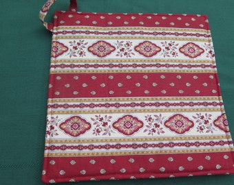 French gift for baker under 25. Cotton fabric of Provence. Pot holders for housewarming, birthday for her for him Trivet Brick color white
