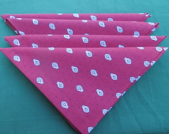 Cotton dyed napkins square cloth fabric. Holiday gift for her him. Kitchen linen table décor under 25 Burgundy white bees