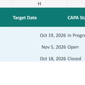 CAPA Tracker Excel | Korrigerande åtgärder, rotorsak och effektivitetskontrolllogg bild 2