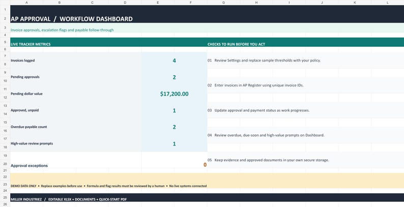 AP Approval Tracker Excel | Accounts Payable Invoice Approval and Due Date Dashboard image 1