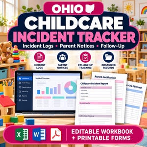 Ohio Childcare Incident Tracker | Parent Notification and DCY 01299 Record Log Excel