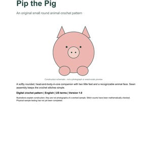 Pip the Pig Crochet Pattern PDF, Bulky Yarn Amigurumi, US Terms imagen 2