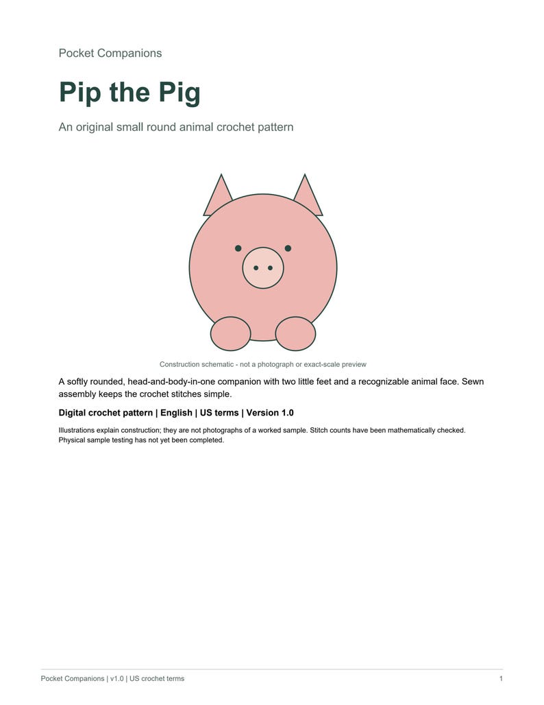 Pip the Pig Crochet Pattern PDF, Bulky Yarn Amigurumi, US Terms imagen 2